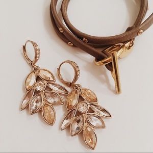 Gold earring and studded wrap bracelet bundle